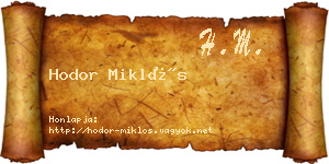 Hodor Miklós névjegykártya